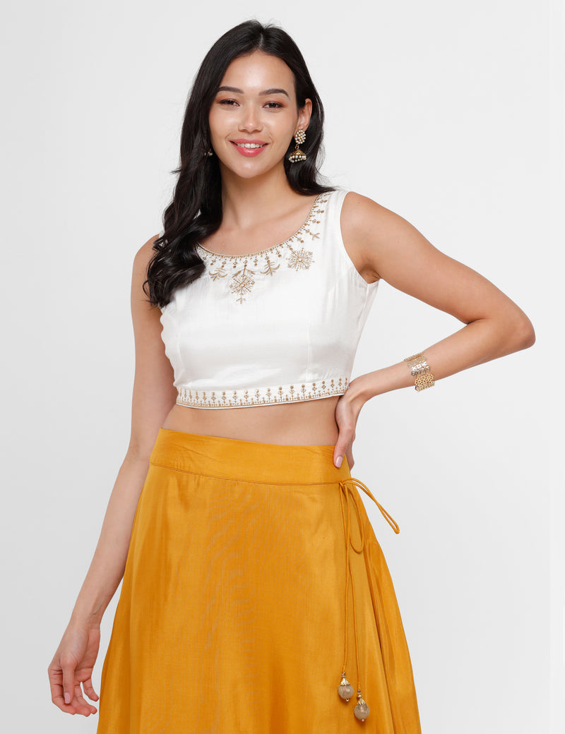De Moza Women's Embroidery Blouse Offwhite