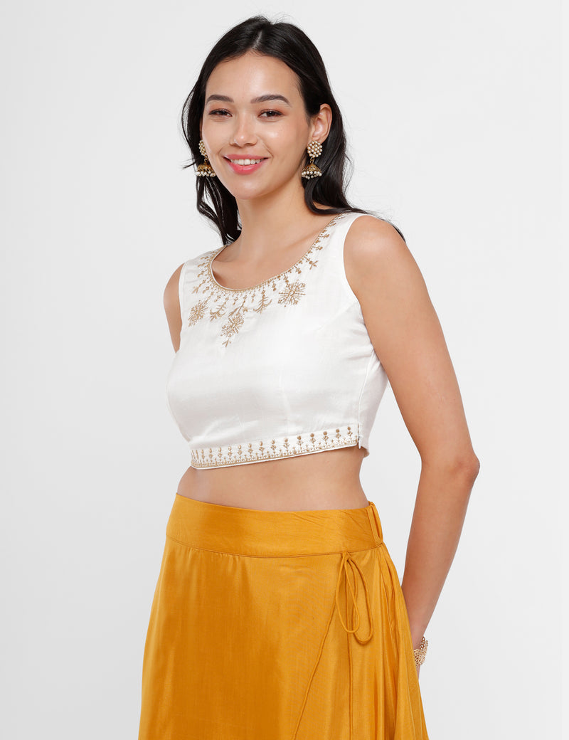 De Moza Women's Embroidery Blouse Offwhite