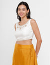 De Moza Women's Embroidery Blouse Offwhite