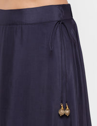 De Moza Women's Printed Skirt Navy Blue