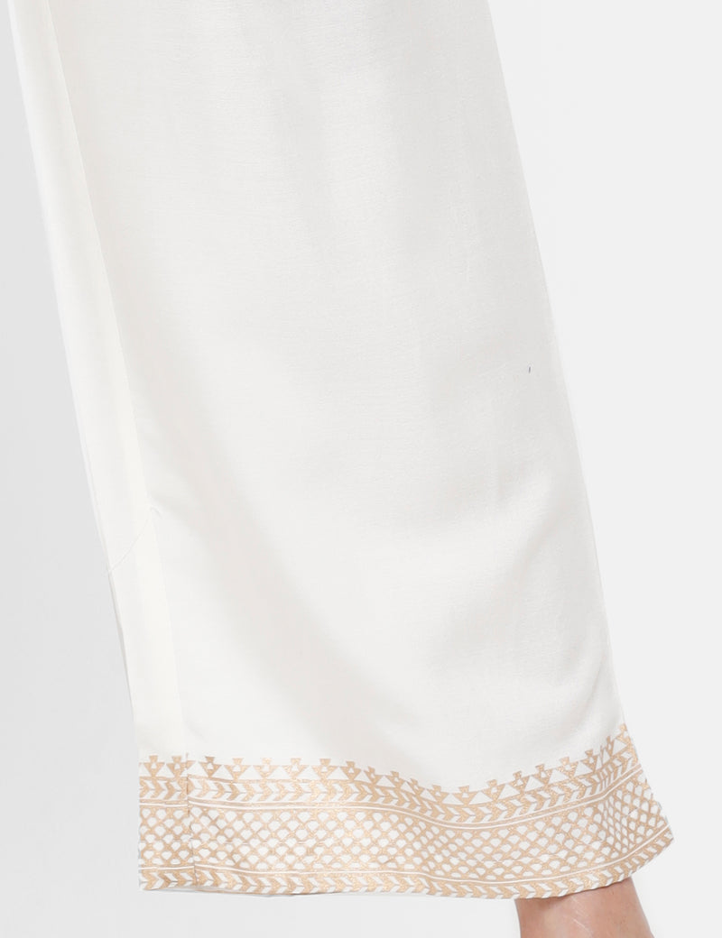 De Moza Women’s Printed Palazzo Offwhite