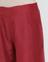 De Moza Ladies Palazzo Solid Polyester Red - De Moza