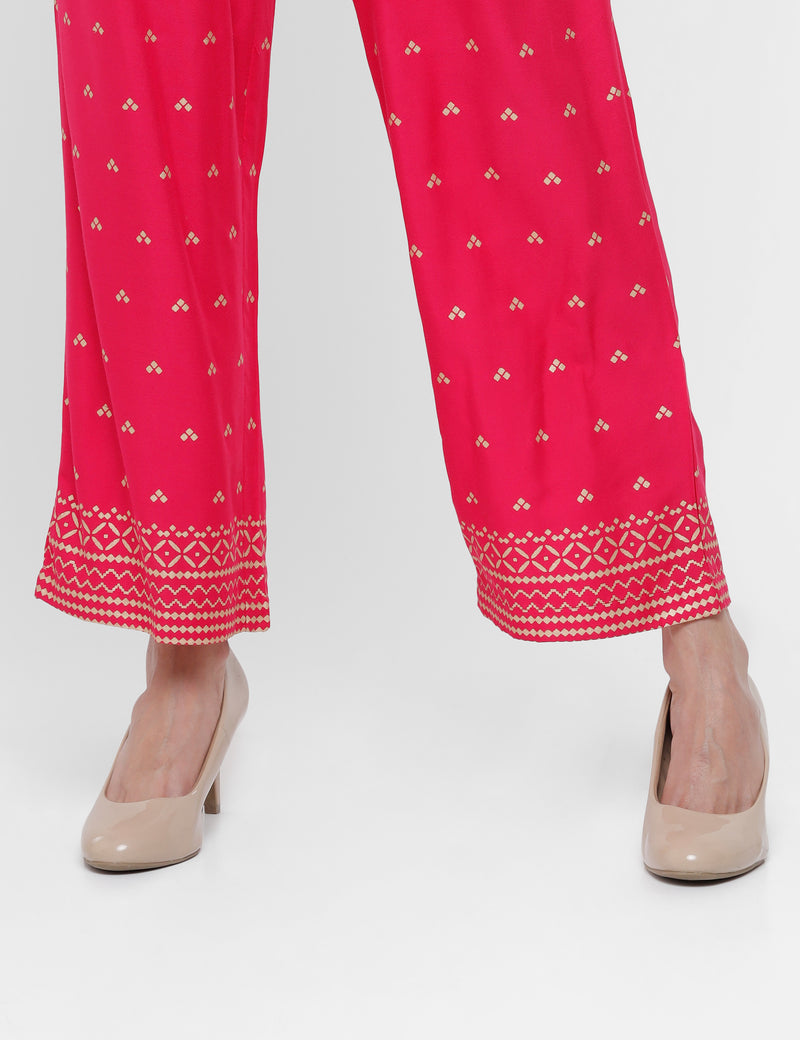 De Moza Ladies Printed Palazzo Fuchsia