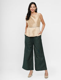 De Moza Ladies Palazzo Solid Polyester Dark Green - De Moza