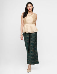 De Moza Ladies Palazzo Solid Polyester Dark Green - De Moza