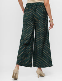 De Moza Ladies Palazzo Solid Polyester Dark Green - De Moza