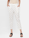 De Moza Ladies Printed Straight Pant Natural