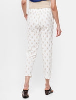 De Moza Ladies Printed Straight Pant Natural