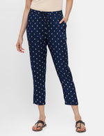 De Moza Ladies Printed Straight Pant Indigo