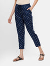 De Moza Ladies Printed Straight Pant Indigo