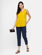 De Moza Ladies Printed Straight Pant Indigo