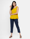 De Moza Ladies Printed Straight Pant Indigo