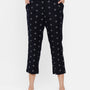 De Moza Ladies Printed Straight Pant Navy Blue