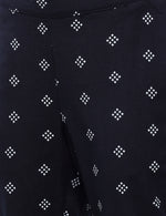 De Moza Ladies Printed Straight Pant Navy Blue