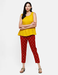 De Moza Ladies Printed Straight Pant Maroon