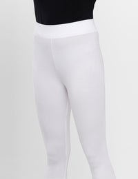 De Moza Ladies Ankle Length Leggings Solid Viscose White - De Moza