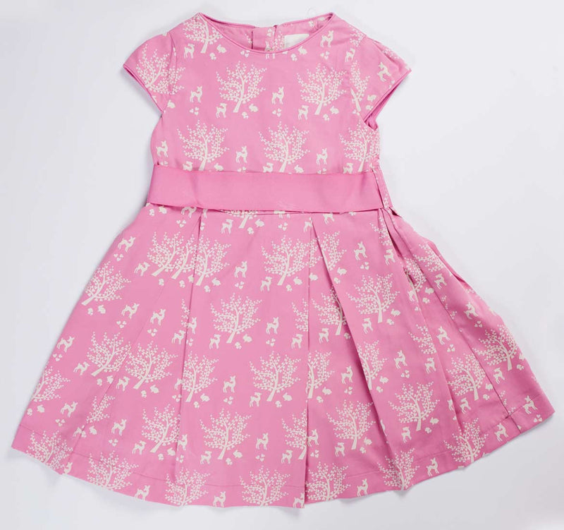 De Moza- Girls Printed Fit & Flare Salmon Rose Dress - De Moza (8638458307)