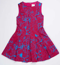 De Moza-Girls Printed Fit & Flare Dark Purple Dress - De Moza (8638457795)