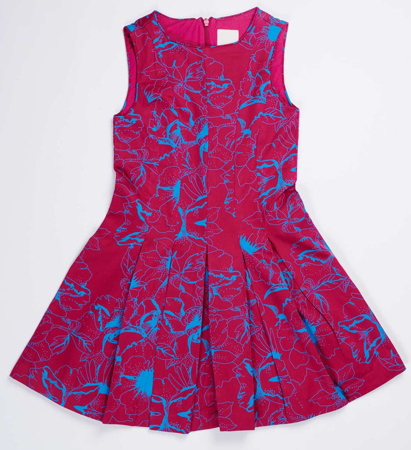 De Moza-Girls Printed Fit & Flare Dark Purple Dress - De Moza (8638457795)