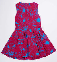 De Moza-Girls Printed Fit & Flare Dark Purple Dress - De Moza (8638457795)