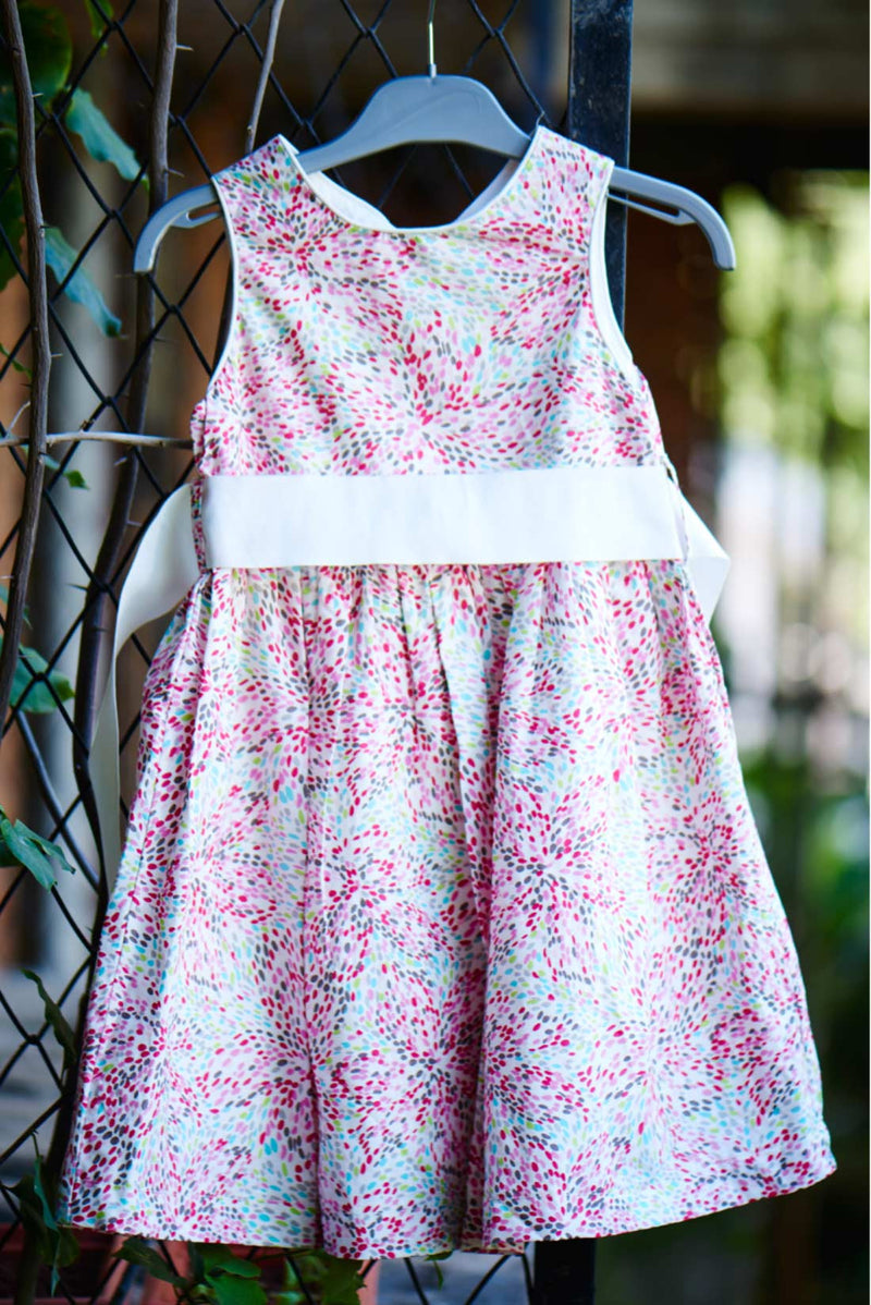 De Moza- Girls Printed White Fit & Flare Dress - De Moza (8638460931)