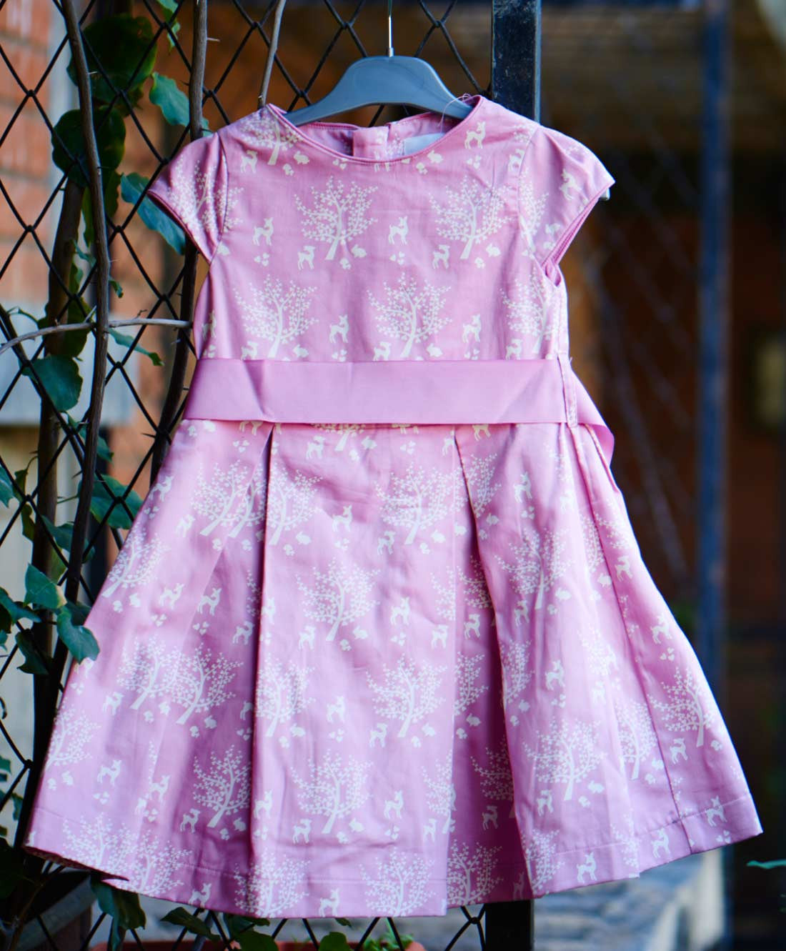 De Moza- Girls Printed Fit & Flare Salmon Rose Dress - De Moza (8638458307)