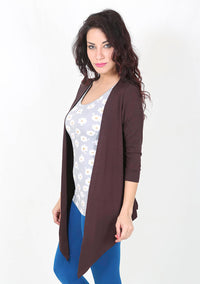 De Moza Ladies Longline Waterfall Shrug Brown - De Moza (8780289411)