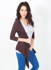De Moza Ladies Longline Waterfall Shrug Brown - De Moza (8780289411)