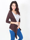 De Moza Ladies Longline Waterfall Shrug Brown - De Moza (8780289411)