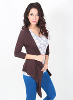 De Moza Ladies Longline Waterfall Shrug Brown - De Moza (8780289411)
