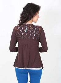 De Moza Ladies Longline Waterfall Shrug Brown - De Moza (8780289411)