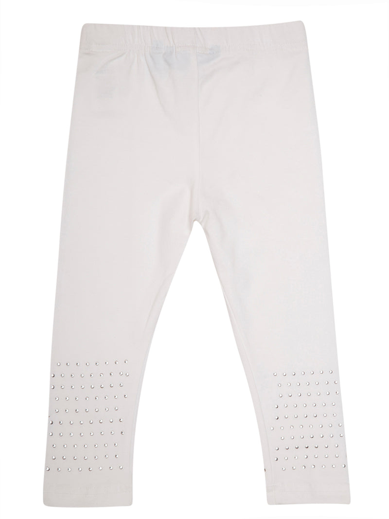 De Moza Young - Girls Leggings Ankle Length Solid Cotton Lycra White - De Moza (4657282547775)